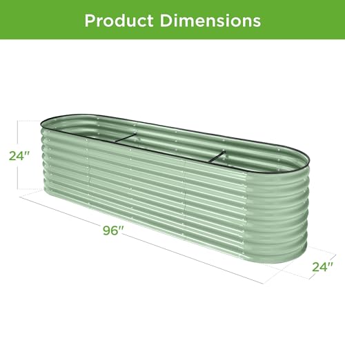 Best Choice Products 8x2x2ft Metal Raised Garden Bed Oval Planter Box for Vegetables, Herbs B5622