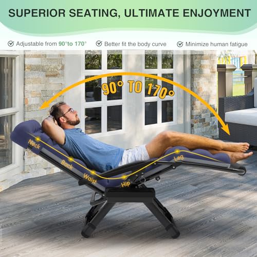 Suteck Zero Gravity Chair Reclining Camping Lounge with Removable Cushion and Cup Holder Z41184