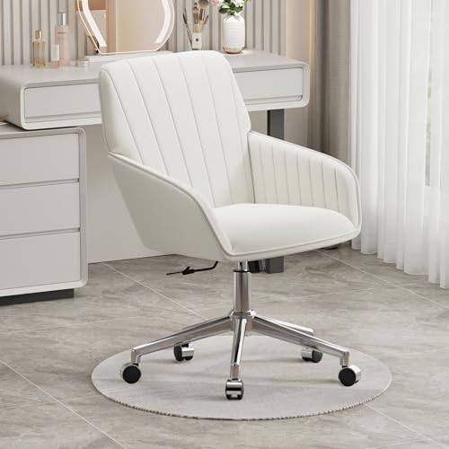 Velvet Home Office Chair with Gold Base, Swivel Desk Chair with Wheels (Cream) Z435471