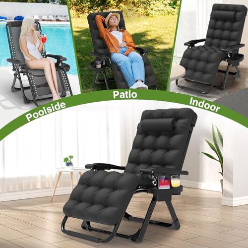 Suteck Zero Gravity Chair Reclining Camping Lounge with Removable Cushion and Cup Holder Z41184