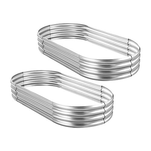 Land Guard Galvanized Raised Garden Bed Kit, Oval Large Metal Planter Box U192