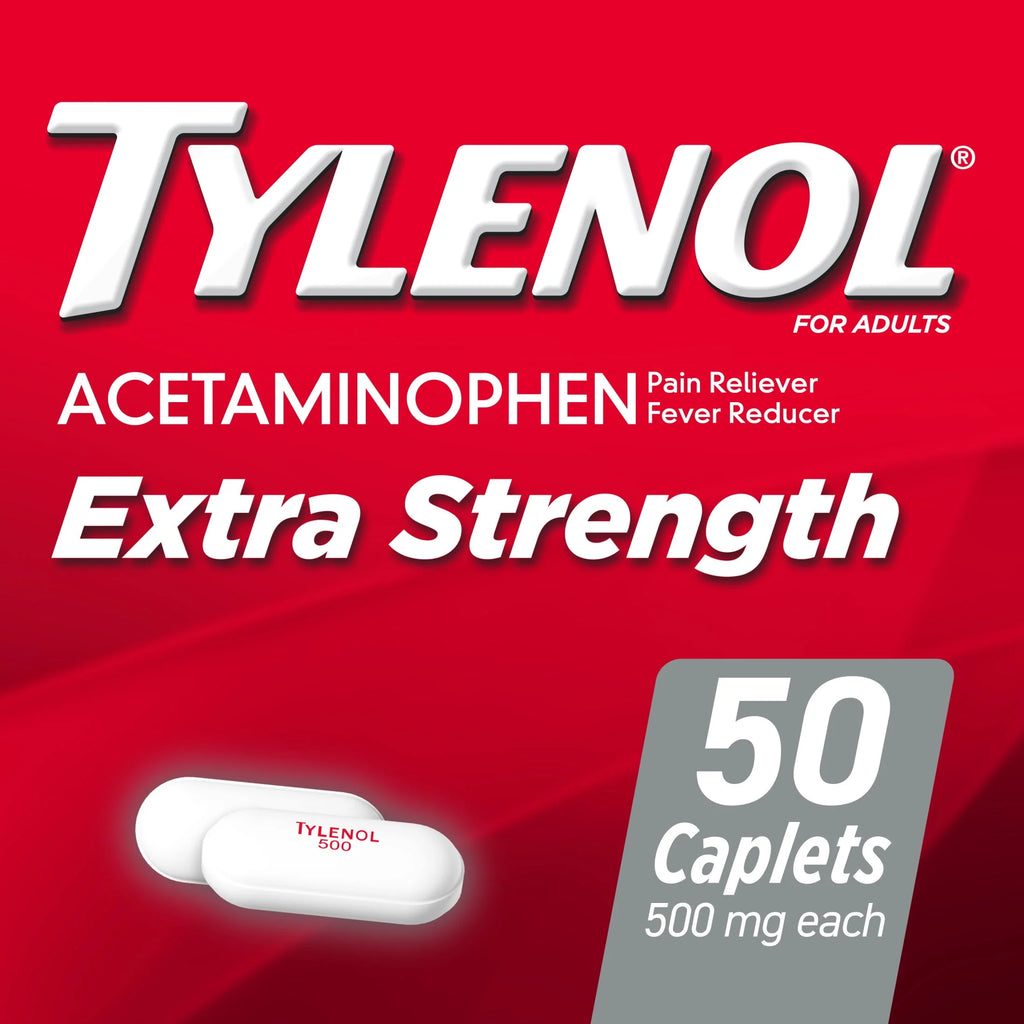 Tylenol Extra Strength Caplets, 500 mg Acetaminophen, 100 Ct T12507