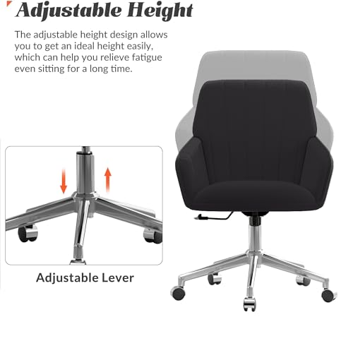 Velvet Home Office Chair with Gold Base, Swivel Desk Chair with Wheels (Cream) Z435471