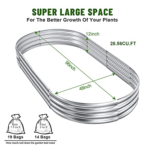 Land Guard Galvanized Raised Garden Bed Kit, Oval Large Metal Planter Box U192