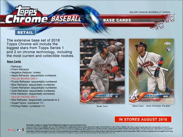 2018 Topps Chrome Baseball Blaster Box S43236