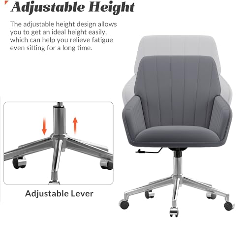 Velvet Home Office Chair with Gold Base, Swivel Desk Chair with Wheels (Cream) Z435471