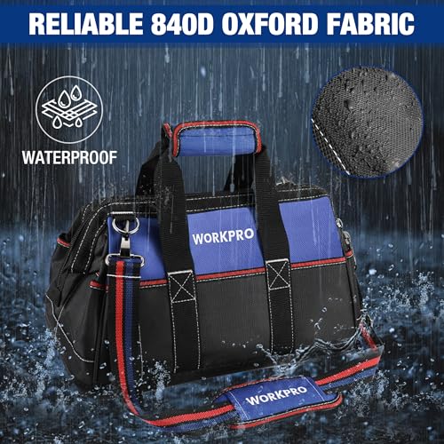 WORKPRO 16-inch Wide Mouth Tool Bag with Waterproof Molded Base K85487