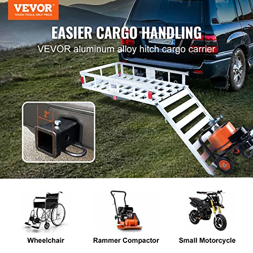 VEVOR Hitch Cargo Carrier 500lbs Capacity Aluminum with Folding Ramp for 2" Receiver B436