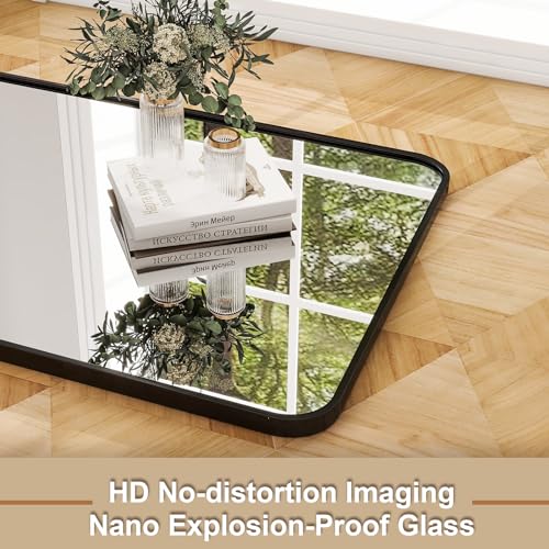 HARRITPURE 56" x 21" Rounded Full Length Floor Mirror with Aluminum Frame I85546