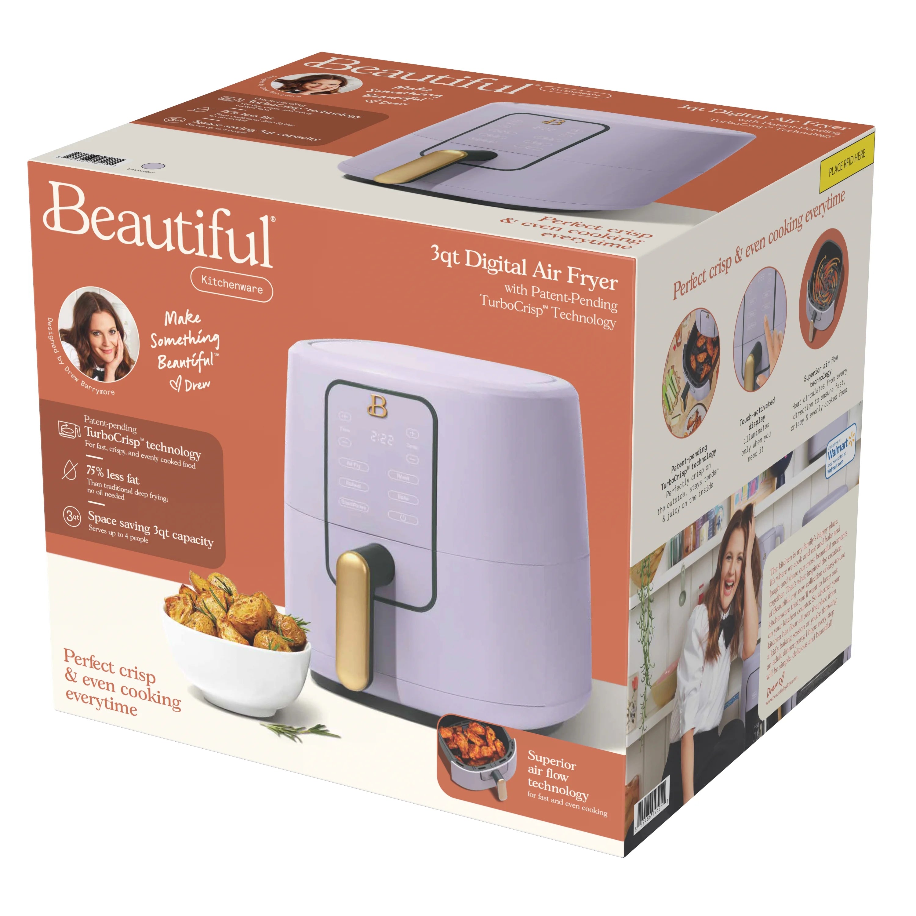 Beautiful 3 Qt Air Fryer with TurboCrisp Technology, White Icing by Drew Barrymore Q37808
