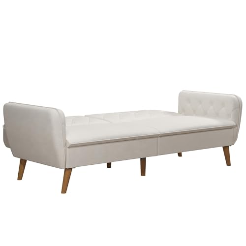 Novogratz Tallulah Memory Foam Futon Convertible Couch, Camel Faux Leather F5939