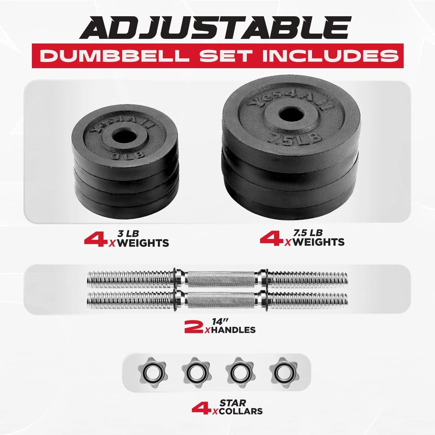 Yes4All 60 lbs Adjustable Dumbbell Set, Cast Iron Pair G3731