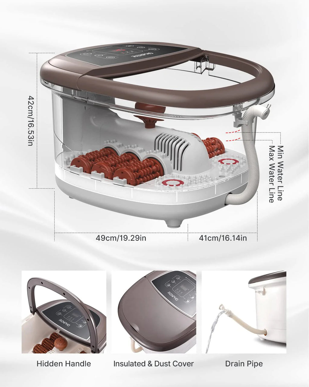 RENPHO Foot Spa Bath Massager with Heat Bubbles and Jets A1998