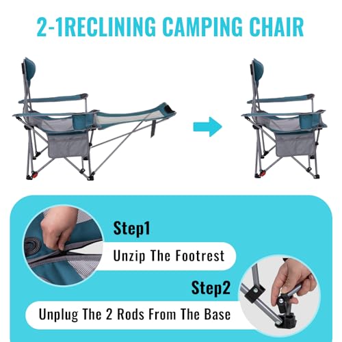 #WEJOY 2-in-1 Reclining Camping Chair with Footrest for Adults B28363