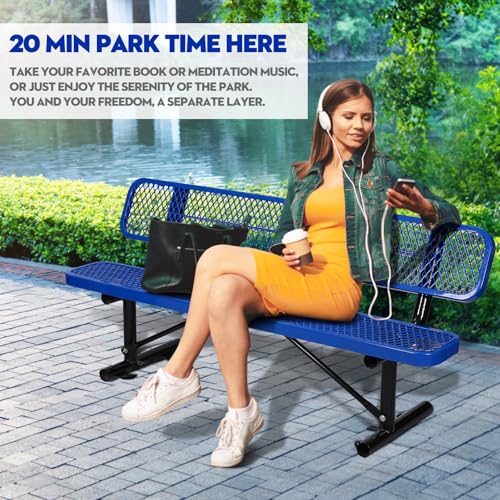 Heavy Duty Outdoor Metal Park Bench with Backrest for Garden Patio Yard K713