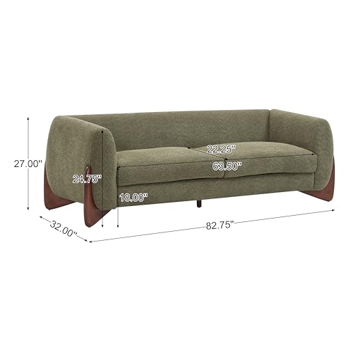 Christopher Knight Home Almab 82" Boucle 3-Seater Sofa, Wood Frame, Caramel Brown L227