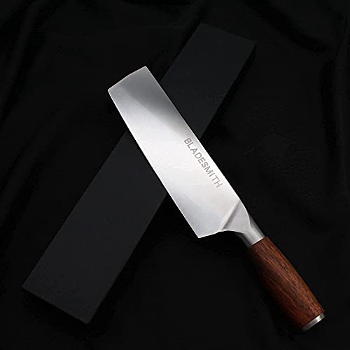 BLADESMITH Meat Cleaver Bone Chopper Knife, 6.3'' Stainless Steel Blade with Pear Wood Handle Q434