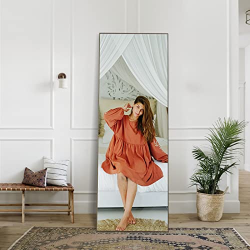 WIIS' IDEA Full Length Mirror with Stand, 59"x16" Floor Mirror, Black O584483