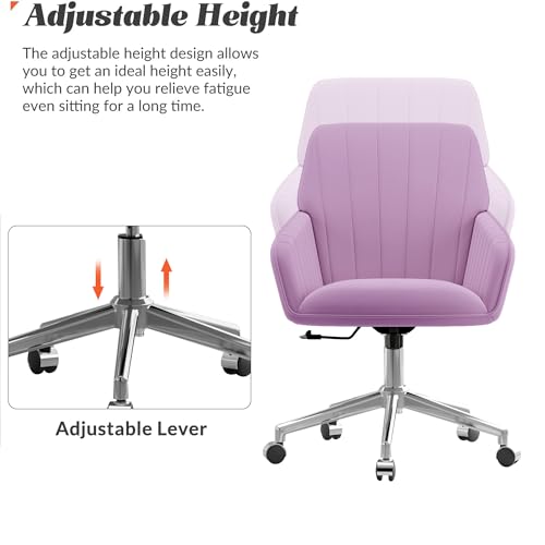 Velvet Home Office Chair with Gold Base, Swivel Desk Chair with Wheels (Cream) Z435471