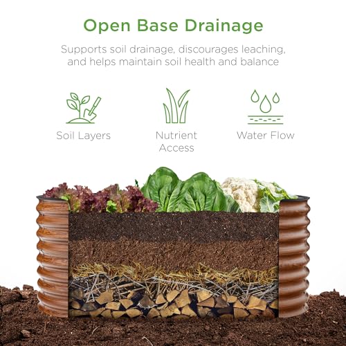 Best Choice Products 8x2x2ft Metal Raised Garden Bed Oval Planter Box for Vegetables, Herbs B5622