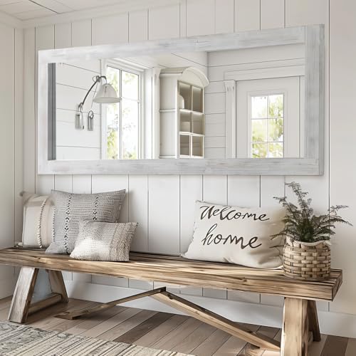 MELOMOIR Rustic Farmhouse Full Length Mirror 64"x21" Wood Frame Floor Mirror U91698