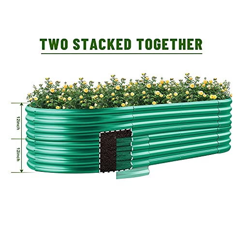 Land Guard Galvanized Raised Garden Bed Kit, Oval Large Metal Planter Box U192