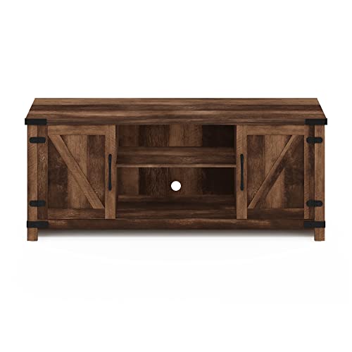Furinno JAYA Large Entertainment Stand for TV Up to 55 Inch, French Oak Grey/Black V100781