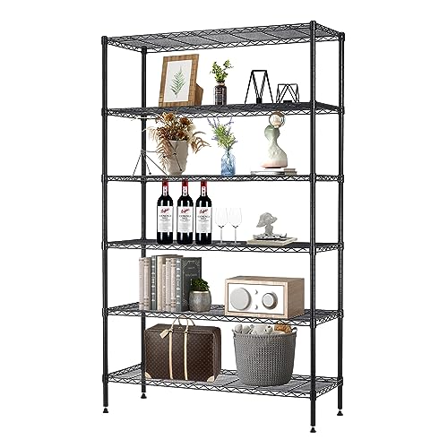 4 Tier NSF Wire Shelving Unit Heavy Duty Steel Storage Rack, Black X19089