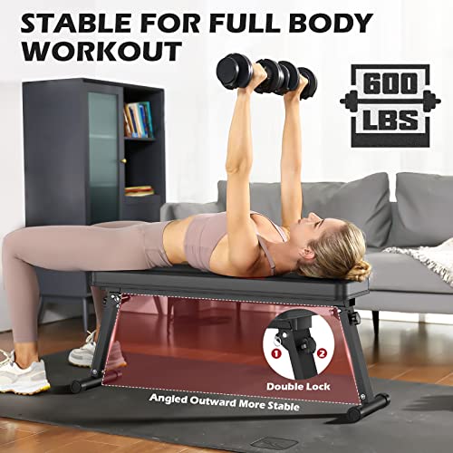 FLYBIRD Flat Bench, Foldable Weight Bench for Strength Training N1742
