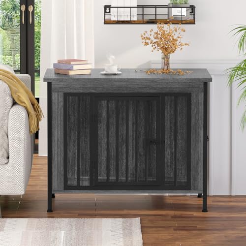 EasyCom XL Wooden Dog Crate Furniture for Medium and Large Breeds, 2 Doors A673