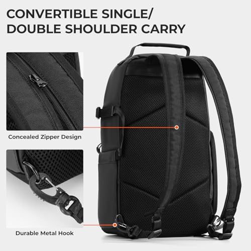 TARION Waterproof Camera Sling Bag with Raincover Tripod Holder Black M953560