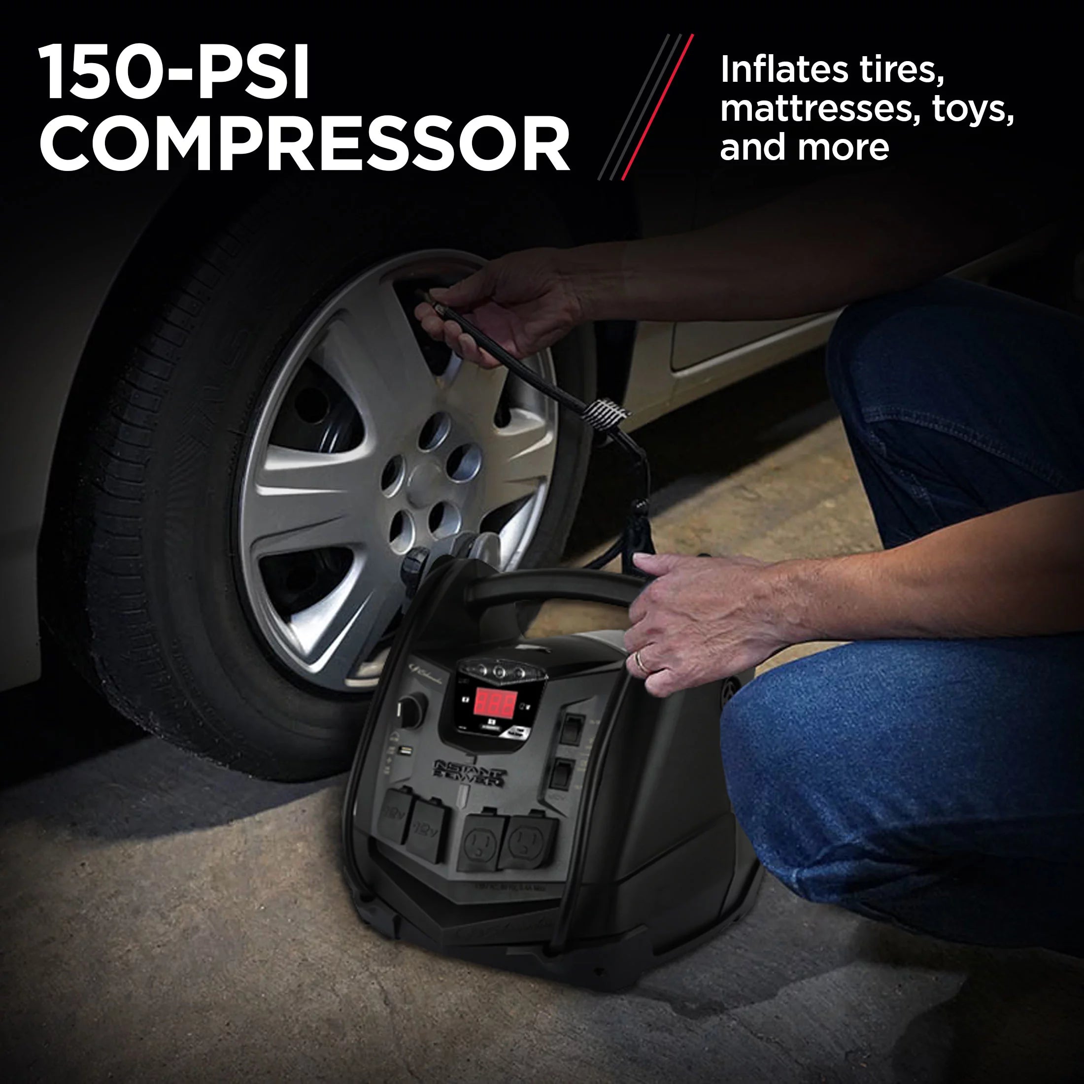 Schumacher SJ1427 6-in-1 Portable Power Station, 1500A Jump Starter, 150-PSI Compressor U99799