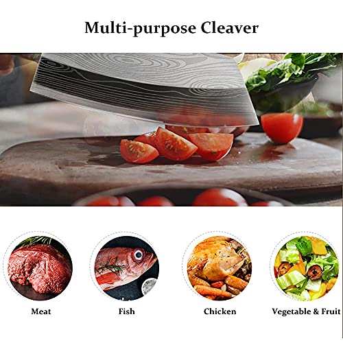 BLADESMITH Meat Cleaver Bone Chopper Knife, 6.3'' Stainless Steel Blade with Pear Wood Handle Q434