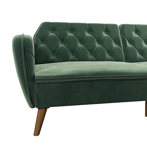 Novogratz Tallulah Memory Foam Futon Convertible Couch, Camel Faux Leather F5939