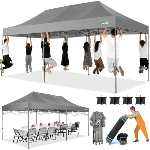 COBIZI 10x20 Heavy Duty Pop Up Canopy Tent with 6 Sidewalls, White A84790