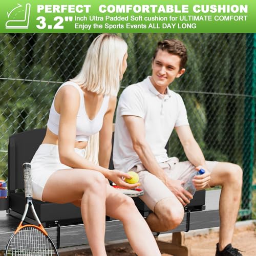 Stadium Seat with Back Support, Portable Bleacher Seat, Black V308