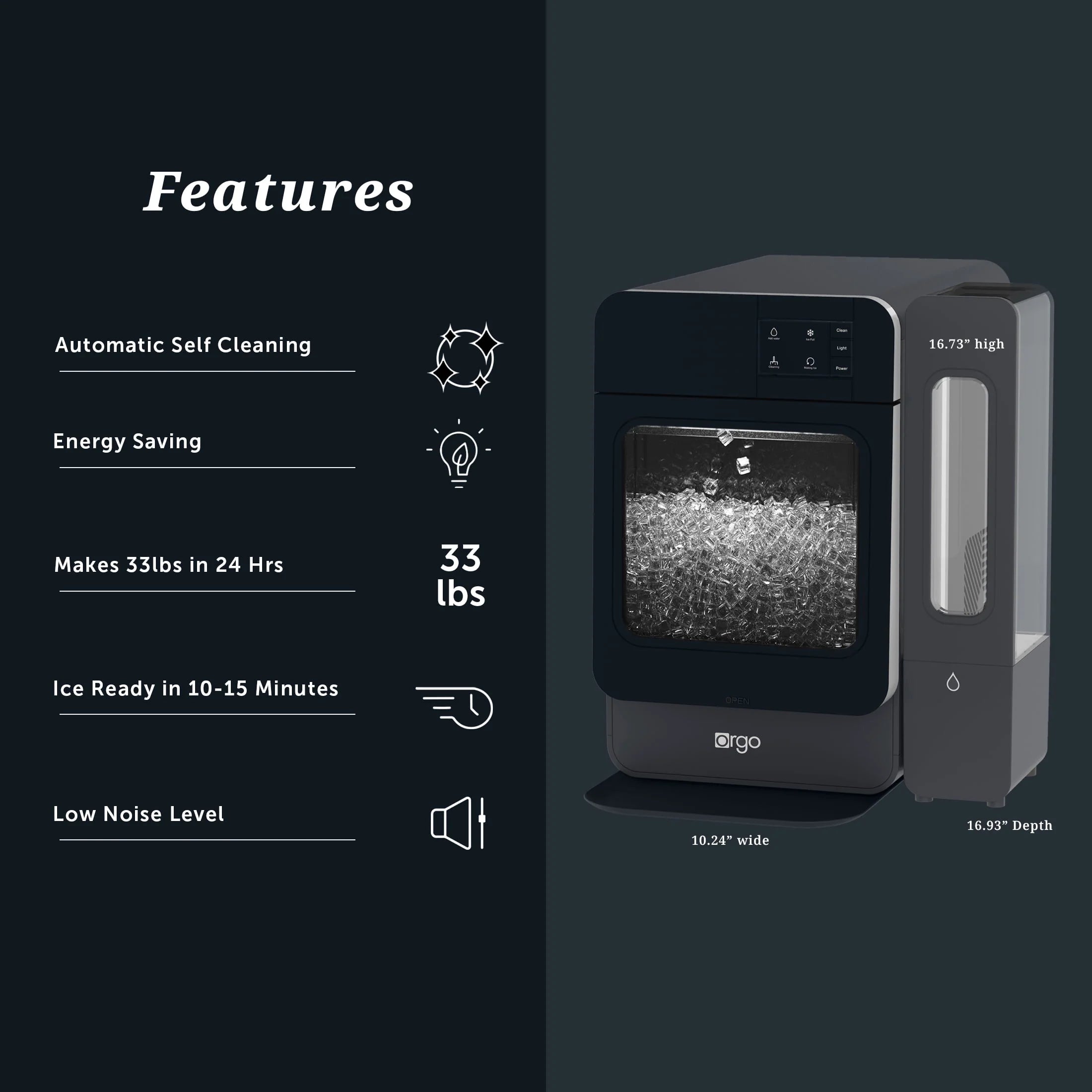 Orgo Products Sonic Countertop Nugget Ice Maker, Blue W585