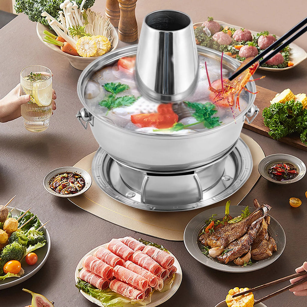 LKS-8380 Chinese Style Stainless Steel Shabu Hot Pot 1.9QT A669437