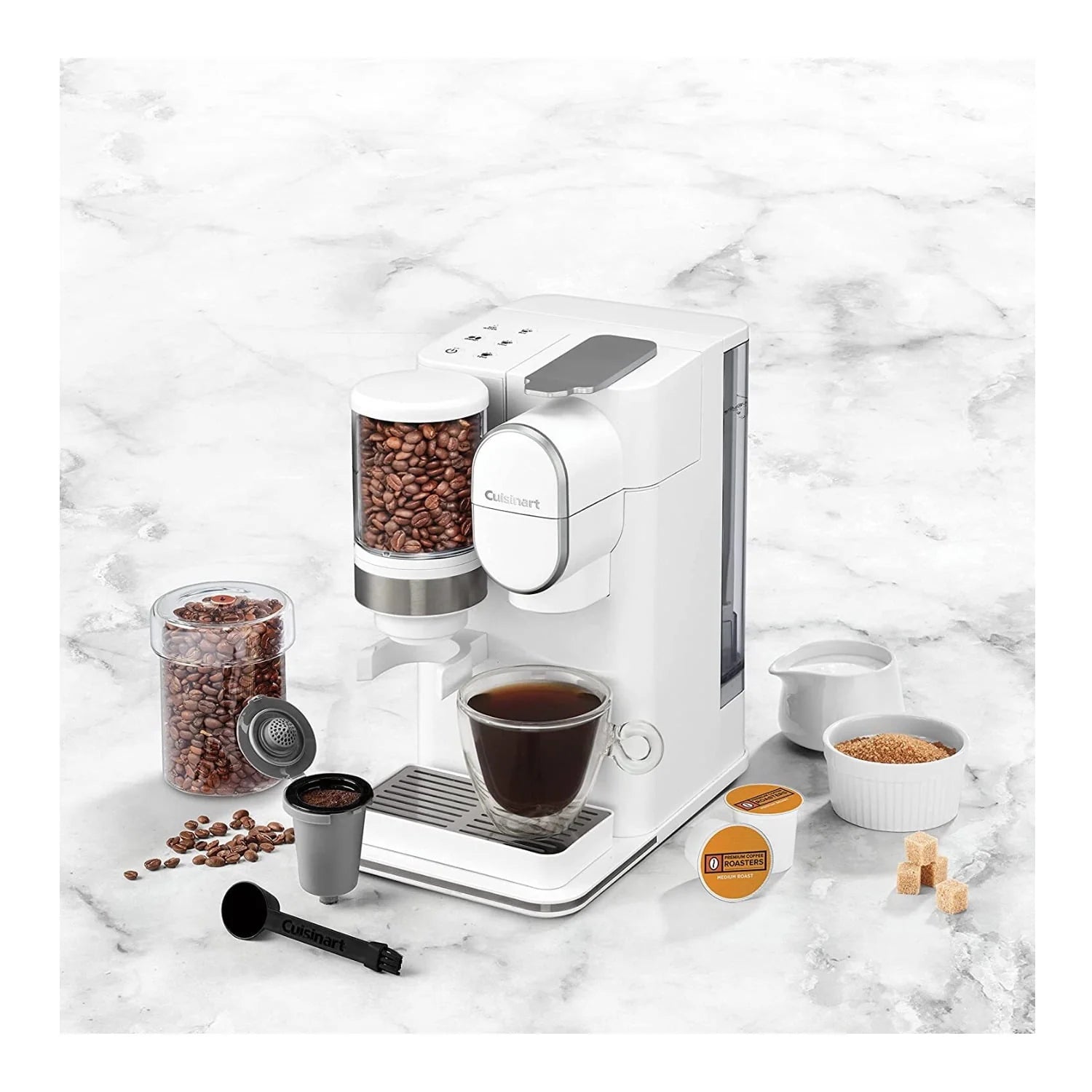 Cuisinart Conical Burr Grind and Brew Single-Serve Coffeemaker White M80450