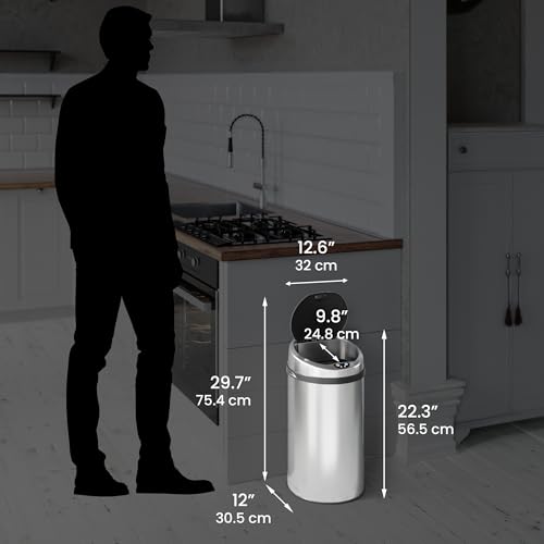 iTouchless 13 Gallon Stainless Steel Automatic Kitchen Trash Can with Lid and Odor Filter G12862