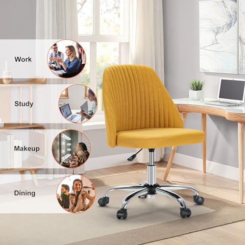Sweetcrispy Armless Office Chair with Wheels, Adjustable Swivel Task Chair S259576