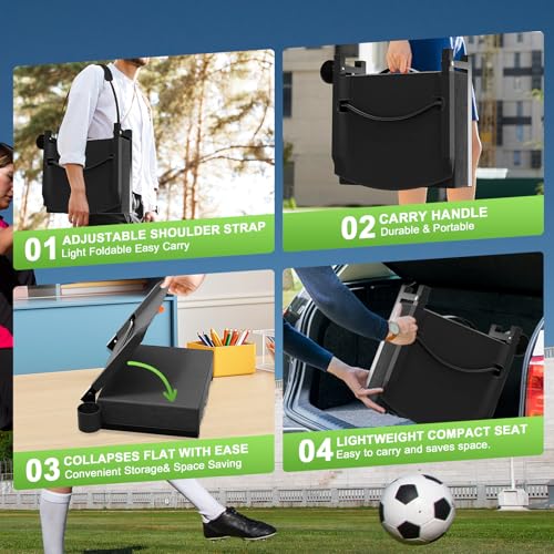 Stadium Seat with Back Support, Portable Bleacher Seat, Black V308