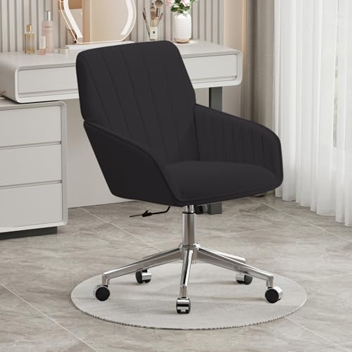 Velvet Home Office Chair with Gold Base, Swivel Desk Chair with Wheels (Cream) Z435471