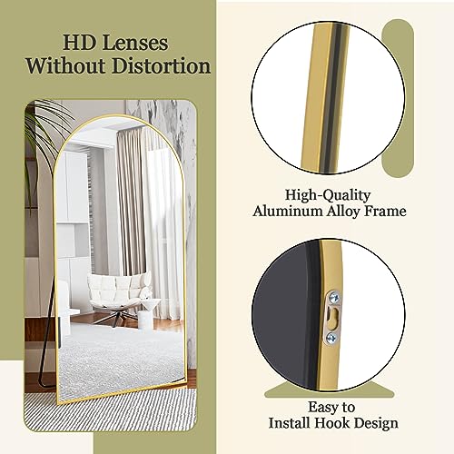 BEAUTYPEAK 65"x24" Arched Full Length Floor Mirror, Black D361