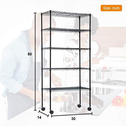 4 Tier NSF Wire Shelving Unit Heavy Duty Steel Storage Rack, Black X19089