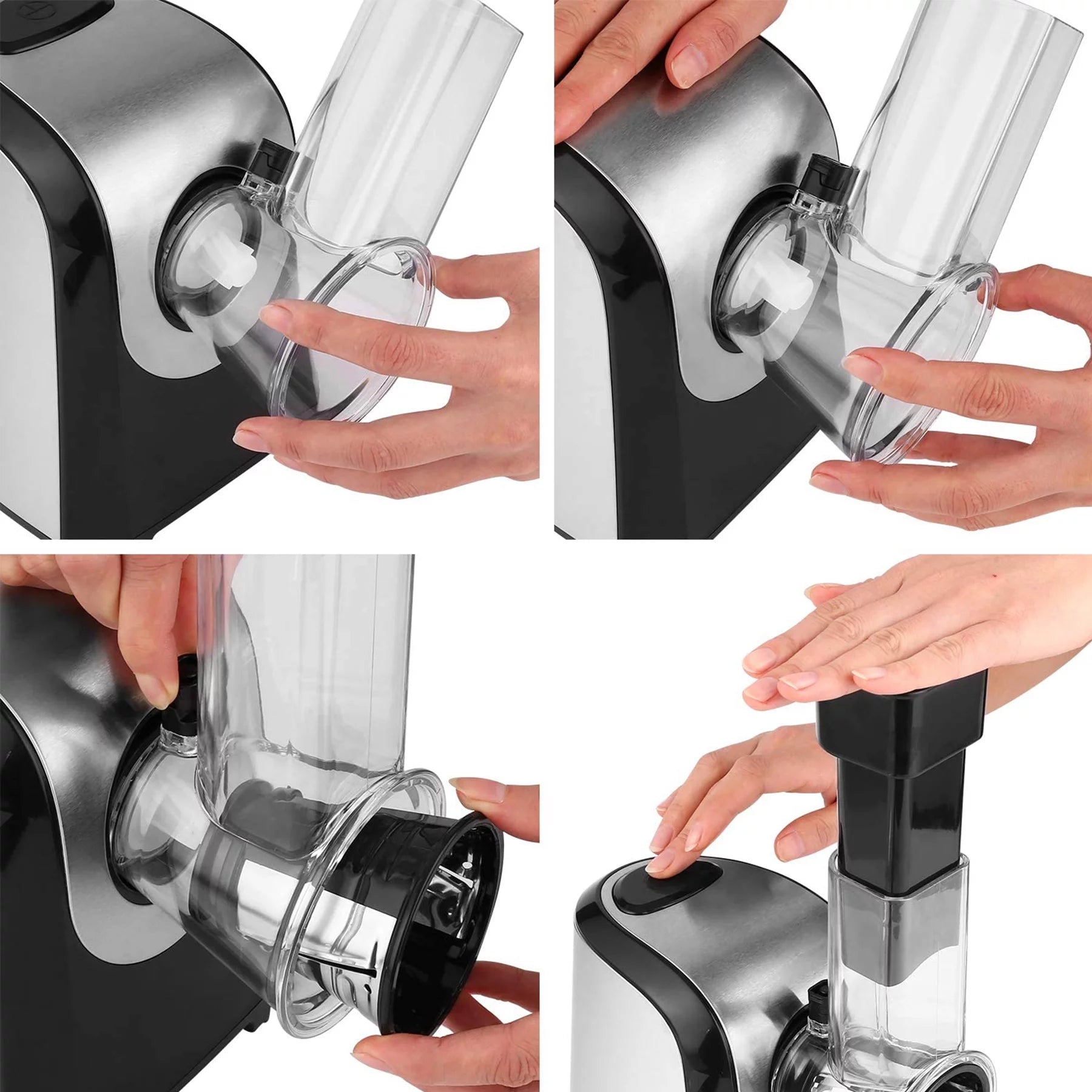 Qhomic Electric Cheese Grater 5-in-1 Vegetable Slicer with One-Touch Control, 150W Y199