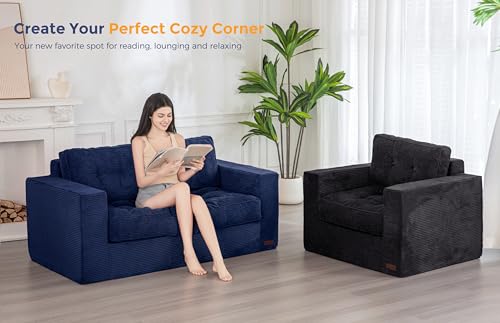 MAXYOYO 3 Seater Boneless Floor Sofa with Tufted Cushion, Beige A96326