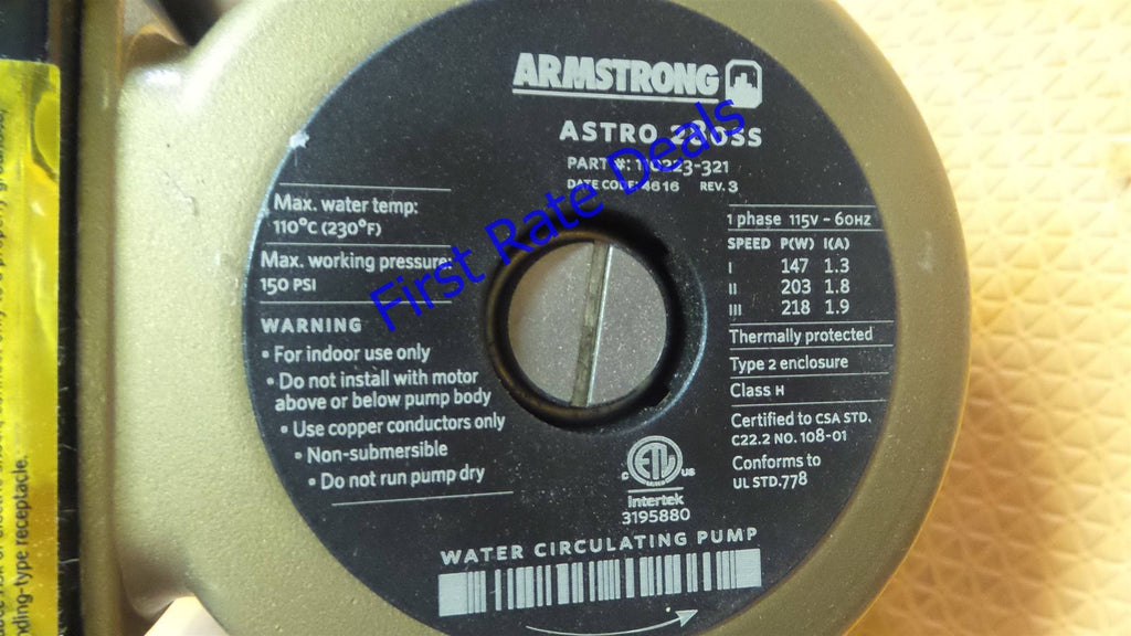 Armstrong Pumps Astro 280SS Circulator Pump, 115V, 5/16 HP B6998