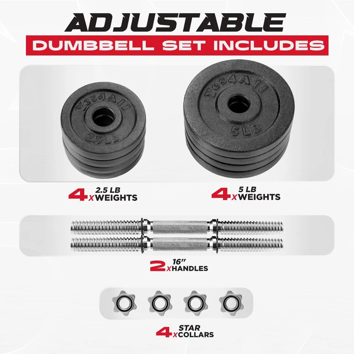 Yes4All 60 lbs Adjustable Dumbbell Set, Cast Iron Pair G3731