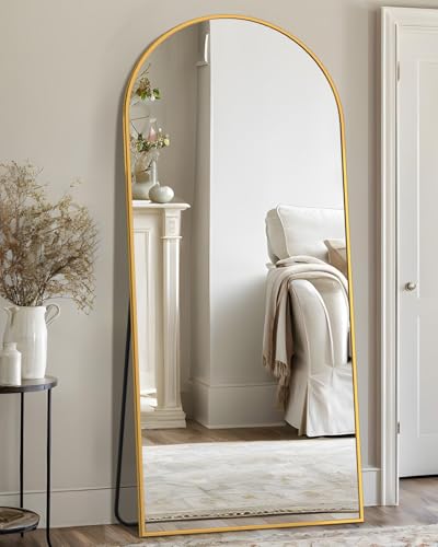 Arched Full Length Floor Mirror 76"x34" Black Freestanding I957